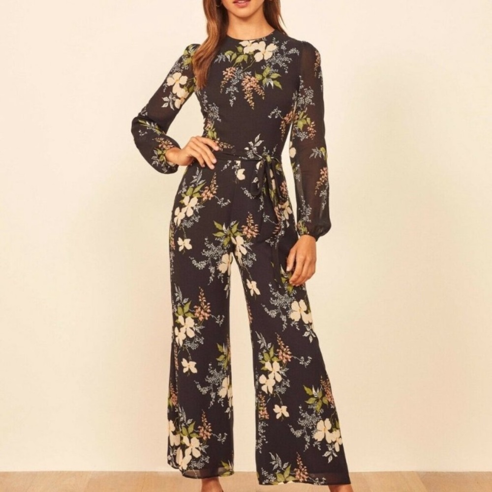 NWT Reformation Franny jumpsuit Isabella open back wide leg 10p